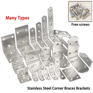 Stainless Steel Corner Braces Brackets Right Angle L Shape Brackets Many types - Picture 1 of 31