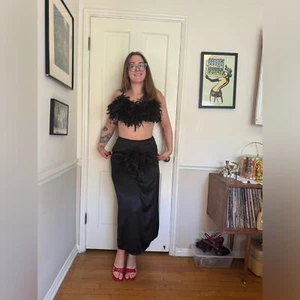 90s Vintage Two Piece Feather Bra and Underwear Set - Picture 1 of 13