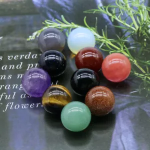 10pcs Mixed Natural Stone No Hole Undrilled Round Ball Beads Jewelry Making 16mm - Picture 1 of 10