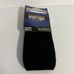 Champro Sports Socks Any Sport Unisex Black Youth Black XS Boys 7-12 Girls 7-13 - Picture 1 of 4
