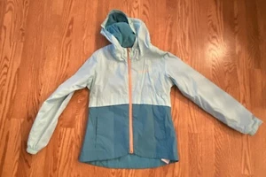 NEW Girl's Columbia Hooded Jacket Teal Packable Nylon Fleece lined Med 10-12 - Picture 1 of 4