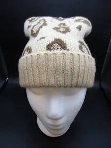 Inc International Concepts Beanie Hat Pompom Leopard Brown Tan Gold Metallic NWT - Picture 1 of 3