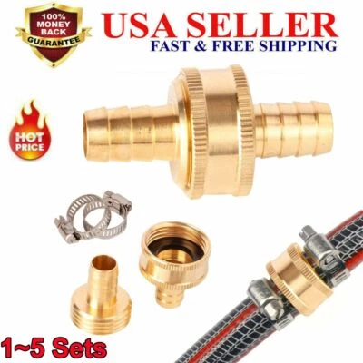 Kit de reparación de extremo reparador de latón para manguera de jardín de 1/2" conector macho hembra Foto 1 de 4