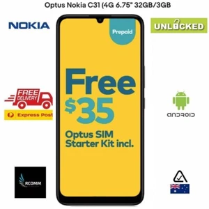 UNLOCKED Nokia C31 (4G 6.75" 32GB/3GB Tri Rear Cam VoLTE Dual SIM) AU STOCK - Picture 1 of 10