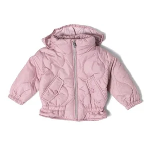 NEW Quilted Pink Puffer Jacket Winter Coat IZOD 12M Infant Toddler Baby Girl Zip - Picture 1 of 4