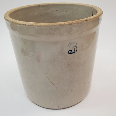 Antique #3 Three Gallon Stoneware Glazed Pickling Crock Nice Crazing Farmhouse - Image 1 of 4
