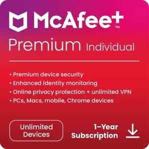McAfee+ Premium Individual 2025 | DIRECT FROM MCAFEE | Same Day Digital Delivery - Picture 1 of 7
