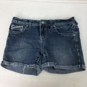 AMETHYST EMMA JUNIOR SIZE 5 JEAN SHORTS EMBROIDERED RHINESTONE WIDE STITCH - Picture 1 of 8