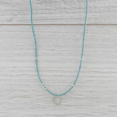 New Nina Wynn Moonstone Pendant Bead Turquoise Lotus Necklace Sterling Silver - Image 1 of 4