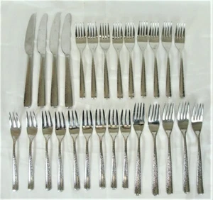 27 Pcs Hampton Silversmiths Tomodachi ELLA 18/10 Stainless Hammered Flatware - Picture 1 of 7