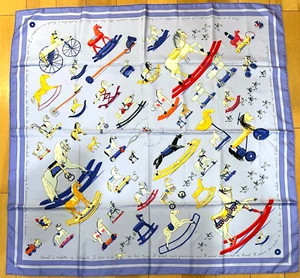 HERMES Raconte Moi Le Cheval  90cm 100% silk Scarf France in box Purple #y4748 - Picture 1 of 9