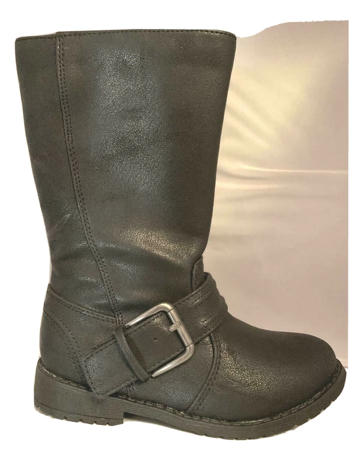 摩托车风格靴子 Kenneth Cole 黑色硬片 2 女孩尺寸 11 M — 第 1/4 张图片