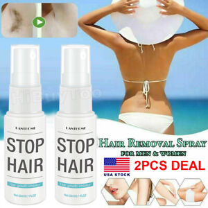 2PCS PERMANENT HAIR REMOVAL SPRAY STOP HAIR GROWTH INHIBITOR REMOVER US STOCK