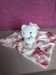 White Bear Plush Lovey Gerber Modern Moments Roses Security Blanket Roses Pink - Picture 1 of 16