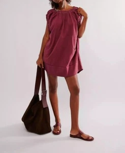Free People Siegel Mini Dress Solid Cap Sleeve Cotton Oversized XL NEW 274359 - Bild 1 von 8