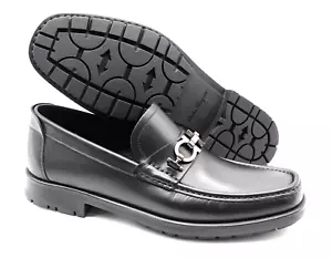 Mocasín de cuero negro Salvatore Ferragamo 'Maestro' Gancini Bit para hombre talla 8-EE - Imagen 1 de 7