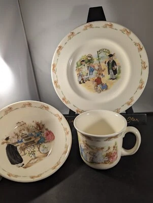 3 Piece Royal Doulton Bunnykins Children's Set Fine China Barbara Vernon England - Image 1 of 4