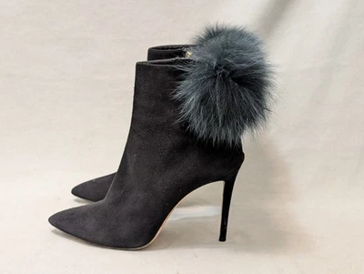 Jimmy Choo Botas Tesler Negro Gamuza Pom Pom Botines Talla 38.5 Italia Foto 1 de 4