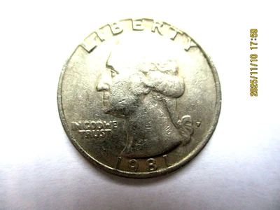 1981P QUARTER ERRORS( P ) IS TINY AND FILLED IN LIBERTY IS FUSED IN THE RIM #1 - Image 1 of 4