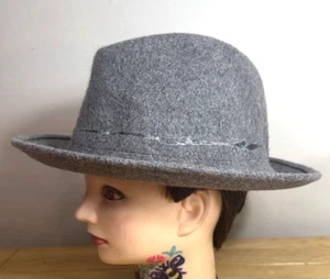 L’art By River Island 100% Wool Fedora Hat Grey One Size With Banding Removed - Picture 1 of 14
