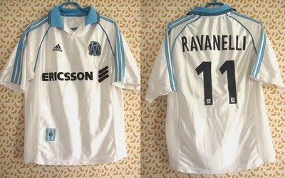 Maillot Olympique Marseille 1999 Ravanelli #11 Adidas OM Ericsson vintage - M - Photo 1/4