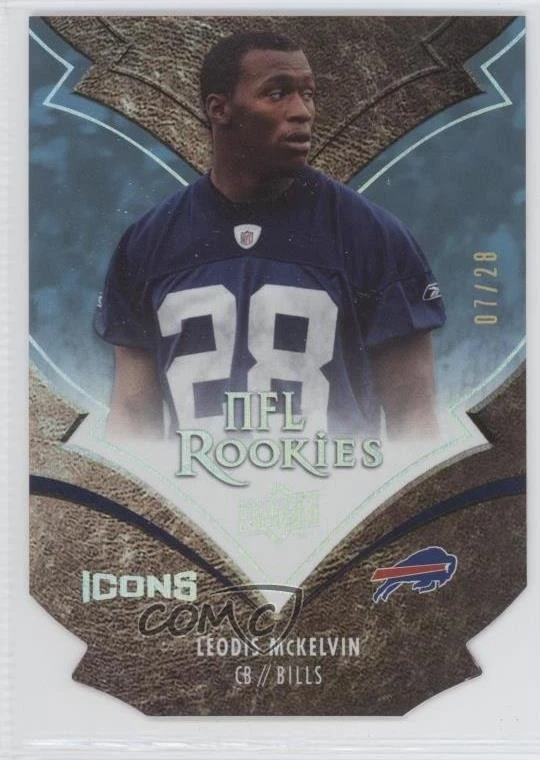 2008 Upper Deck Icons NFL Rookies Blue Die-Cut /28 Leodis McKelvin Rookie RC - Image 1 of 2