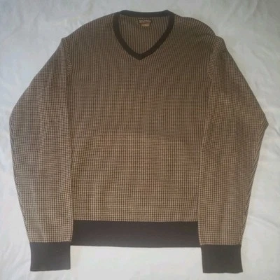 Suéter Michael Kors Para Hombre Grande Cuello en V Pata de Gallo Marrón/Algodón Bronceado  Foto 1 de 4
