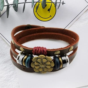 Retro Cowhide Bracelet Vintage Bangle for Women Wristbands - Picture 1 of 11