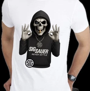 Custom SIG Never Settle Inspired Graphic T-Shirt Top Tee XS-3XL - Bild 1 von 1