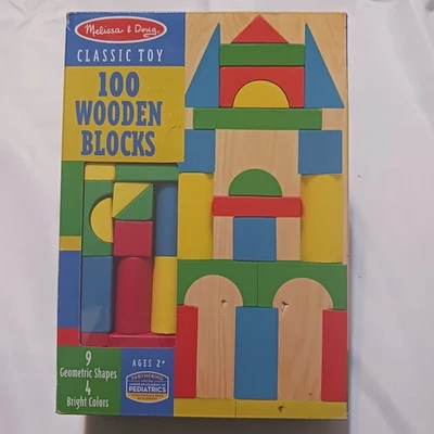 Melissa & Doug Toy Wooden Building Blocks 100pc 9 Geometric Shapes Bright Colors - Image 1 of 4