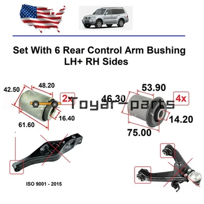 Rear Control Arm Bushing For Mitsubishi Montero 2001-2006 Set Upper LH+RH US Foto 1 de 4