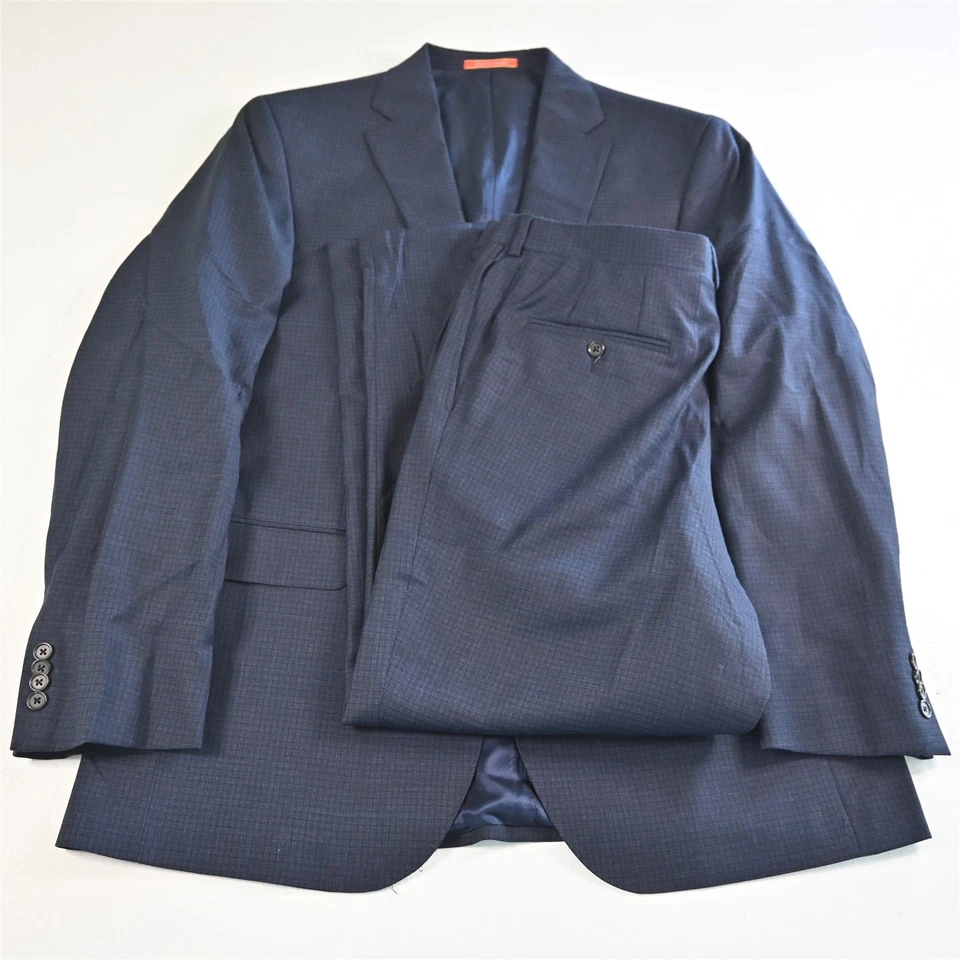 Daniel Cremieux 44L 36x30 Azul Cuadros 100% Lana Nantes Hombres Chaqueta Pantalones Traje Foto 1 de 4