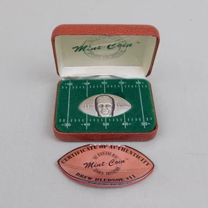 Moneda de plata fina Highland Mint Drew Bledsoe 1997 en forma de fútbol americano .999 #7699 - Imagen 1 de 8