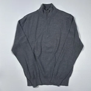 BROOKS BROTHERS Men's Size Medium M Casual Gray Mock Neck L/S 1/4 Zip Sweater - Picture 1 of 4