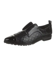 ALICE+OLIVIA Womens Black Gia Toe Block Heel Slip On Leather Oxford Shoes 36.5 - Picture 1 of 8