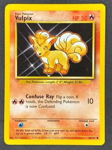 Pokémon Vulpix 68/102 BS Base Set Unlimited LP/NM - Picture 1 of 2