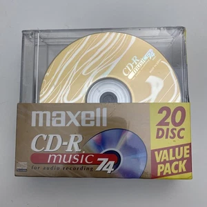 Maxell CD-R Music for audio recording 74min - 20 Disc Value Pack - NEW/SEALED - Picture 1 of 3
