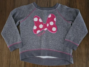 girls DISNEY STORE grey MINNIE MOUSE hi-low SWEATSHIRT pink accents BOW size 4 - Picture 1 of 5