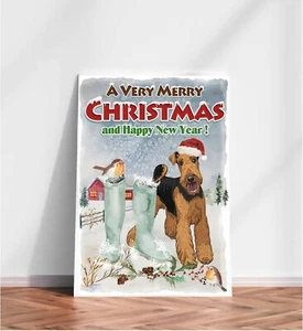 Airedale Terrier Dog A6 (4" x 6") Christmas Card - Blank inside -by Starprint - Picture 1 of 1