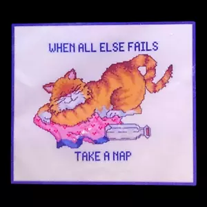 Kappie Originals Orange Striped Cat Cross Stitch Kit - Vintage Funny Cute Kitty - Picture 1 of 3
