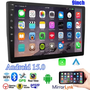 Radio estéreo para automóvil 9"" Android 15 Carplay Bluetooth USB GPS Navi MP5 doble 2DIN - Imagen 1 de 21