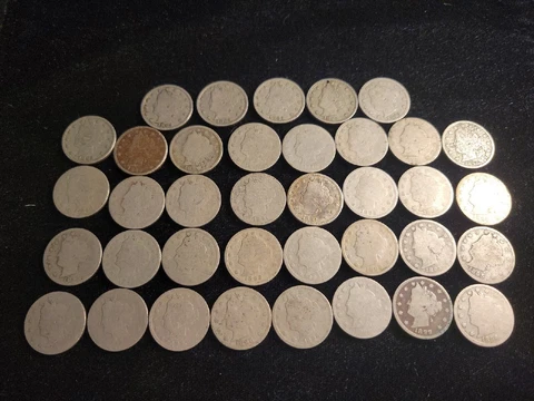 1883-1899 Liberty V Nickel Lot | 37 Coins Dated 1883 (N/C) through 1899 Nice Lot Cover