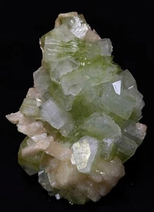 Green Apophyllite cubes W/ Stilbite bows natural formation mineral specimen - Picture 1 of 5