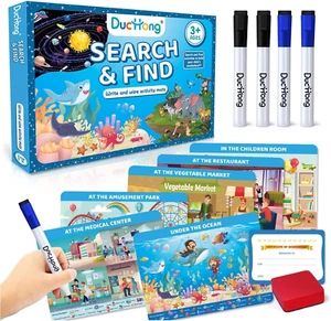 Search and Find Book for Kids Ages 4-6,3-8, Preschool Learning Toys with 4 Dry E - Picture 1 of 12