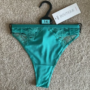 M&S Größe 14 Boutique Maya Tanga Schlüpfer durchsichtig durch Netz smaragdgrün - Bild 1 von 11