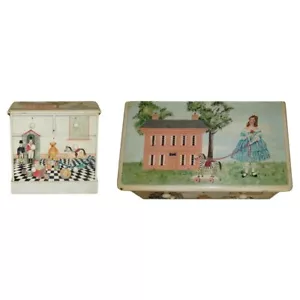 EXQUISITE ANTIQUE VICTORIAN PITCH PINE NURSERY HAND PAINTED CHEST OF DRAWERS - Picture 1 of 19