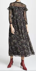 BB Dakota Sway for Days Womens Black Floral Maxi Dress Chiffon Lined Size 2 - Picture 1 of 15