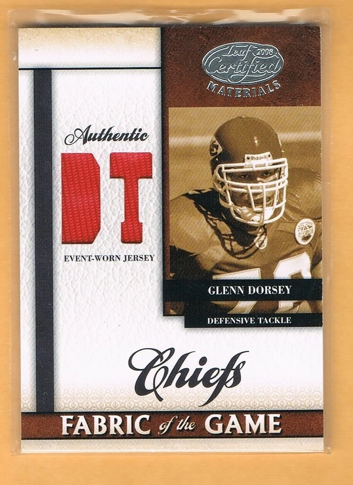 2008 Leaf Certified Materials Glenn Dorsey Jersey Rookie /100 Kansas City Chiefs - Image 1 of 1