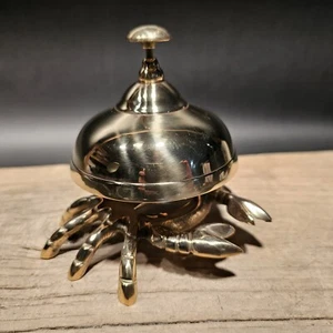 Campana de escritorio de mesa de cangrejo costero de latón estilo vintage antiguo de 4 1/2" - Imagen 1 de 11