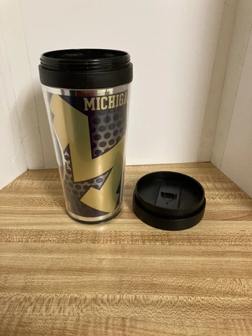 Michigan Wolverines 16oz Travel Tumbler Screw On Lid Brand New Cover